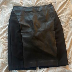 Reiss leather panel pencil skirt midi- size 8